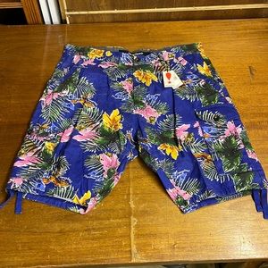 Play Cloths 5 Star Cargo Shorts in Sodalite Blue Floral Print 671-4103